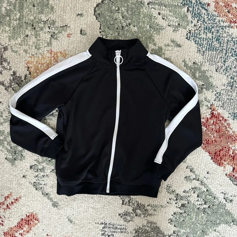 Id Ideology Kids Black & White Full Zip Track Jacket Size 6 EUC